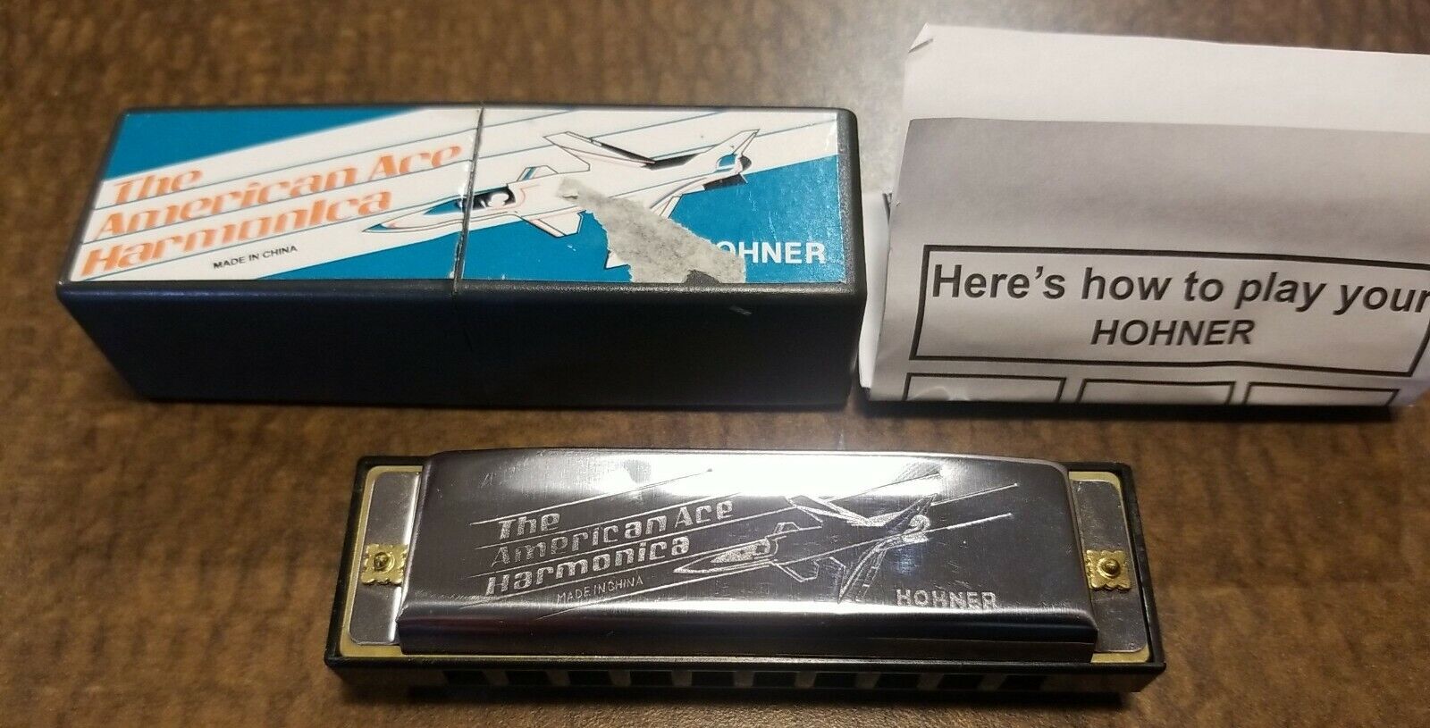 Hohner The American Ace Harmonica W/ Instruction Sheet And Box--free Shipping