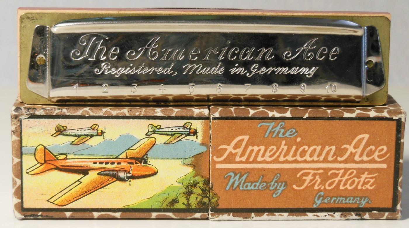 Great 1940s "american Ace" Harmonica  Fr. Hotz  Original Box  Great Graphics