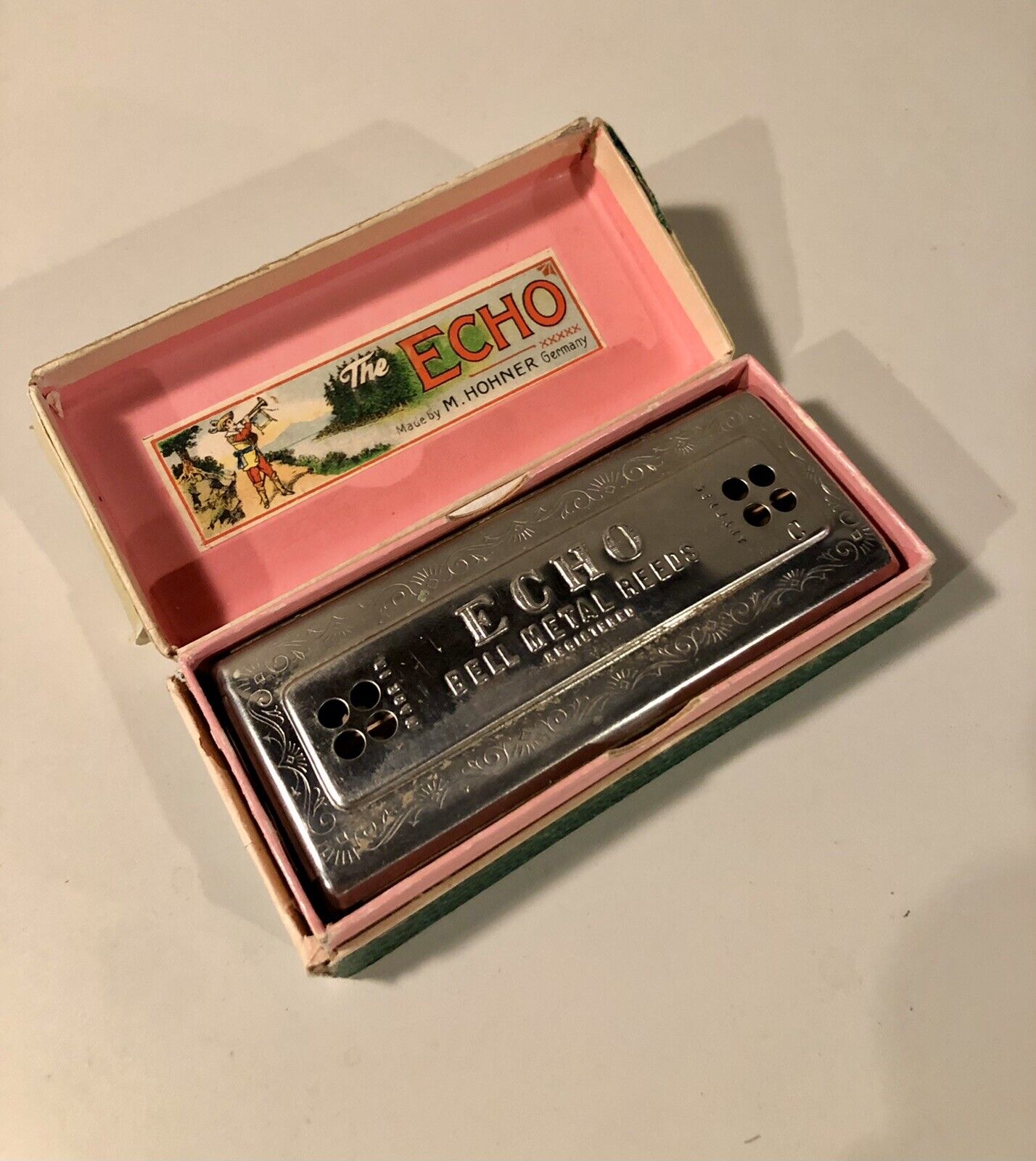 Vintage Double-sided Echo Harp Harmonica, M. Hohner Germany W/ Original Box!