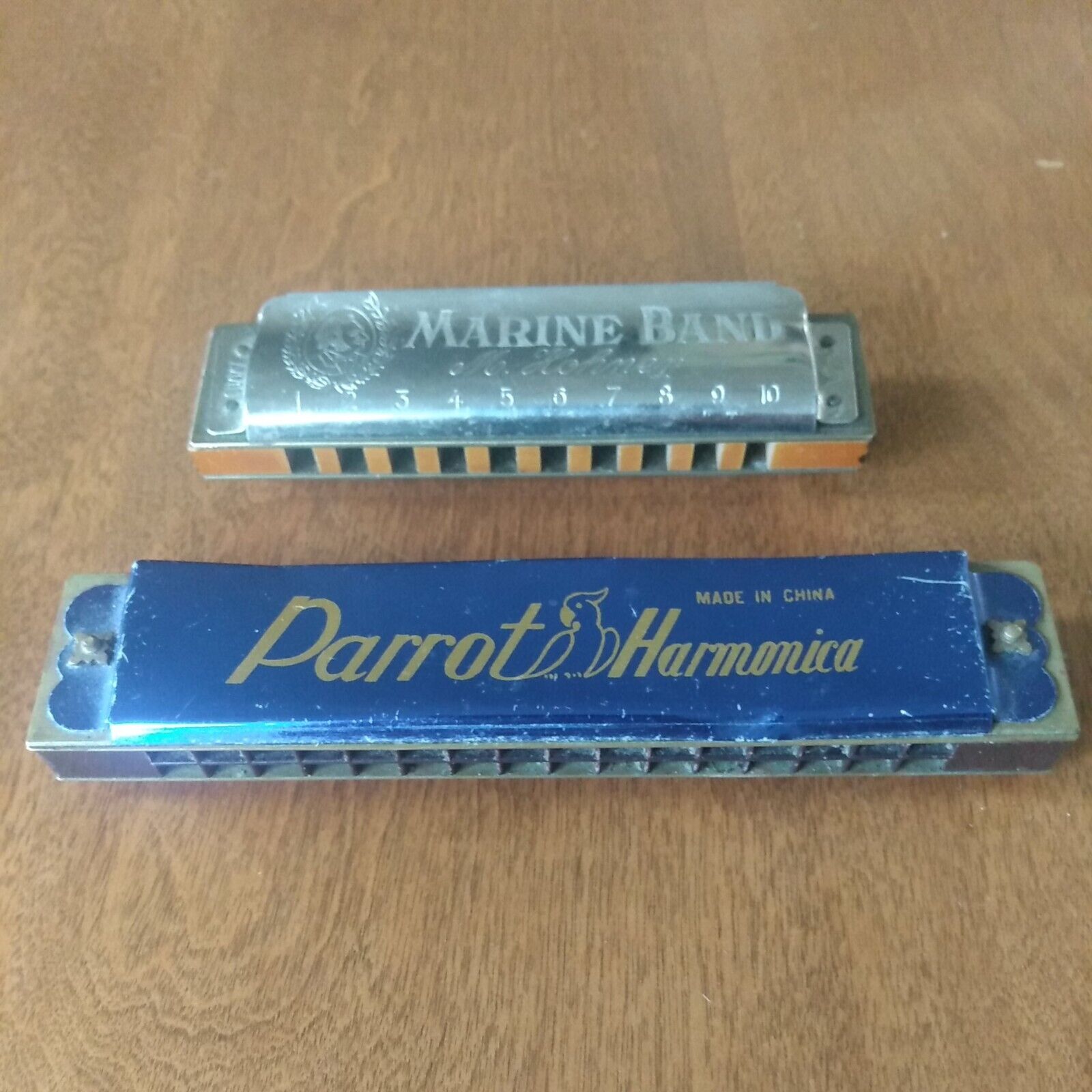 Bundle Of Two Loose Harmonicas - Parrot, Hohner Marine Band